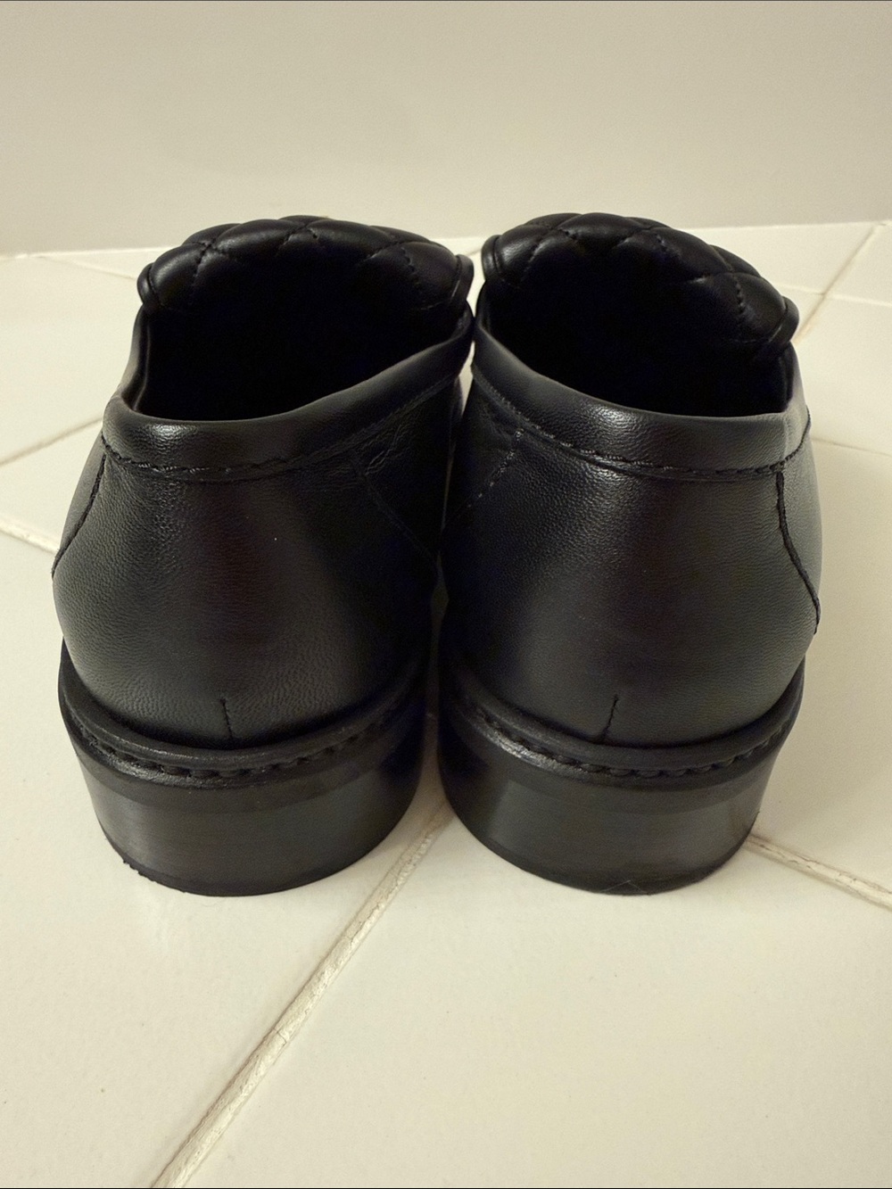 CHANEL Black Quilted Leather Slip-On Loafers with Gold CC Emblem - Authentic - Picture 4 of 6